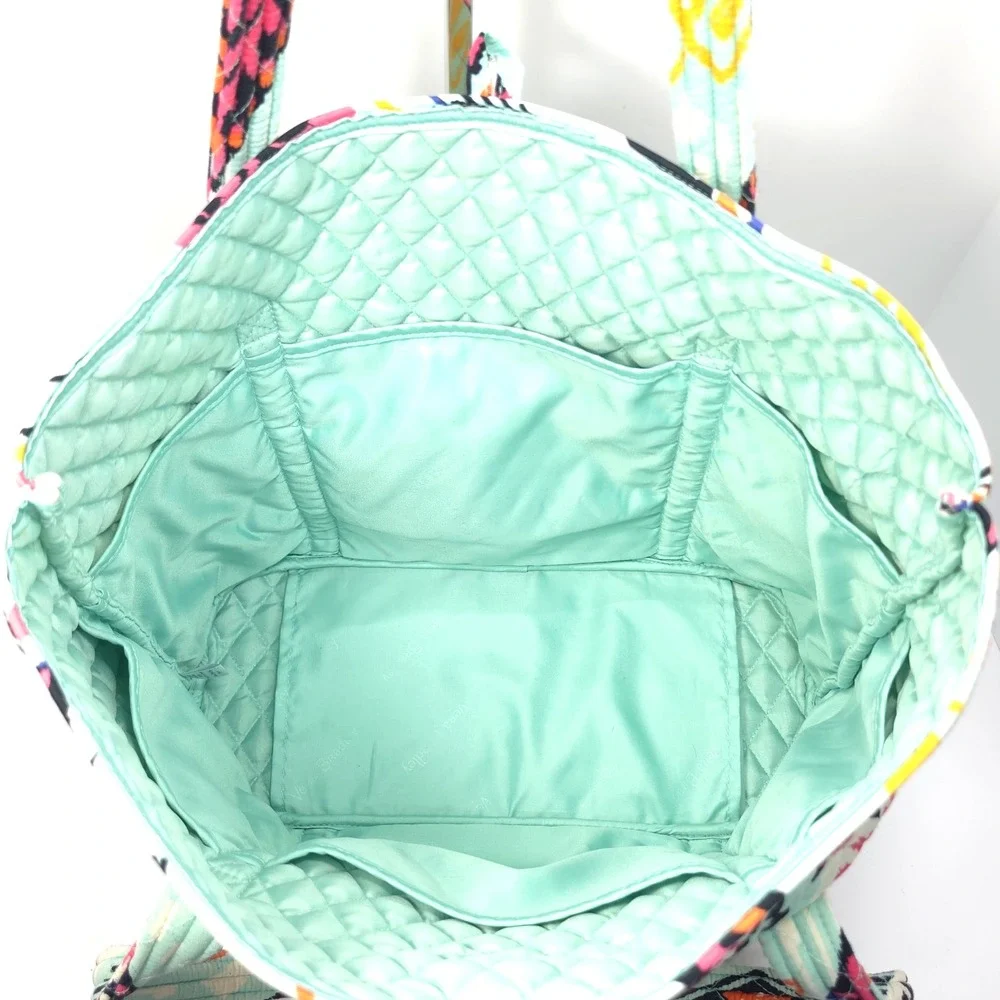 Vera Bradley Pueblo Aztec Ikat Turquoise Quilted Cotton Toggle Villager Tote Bag